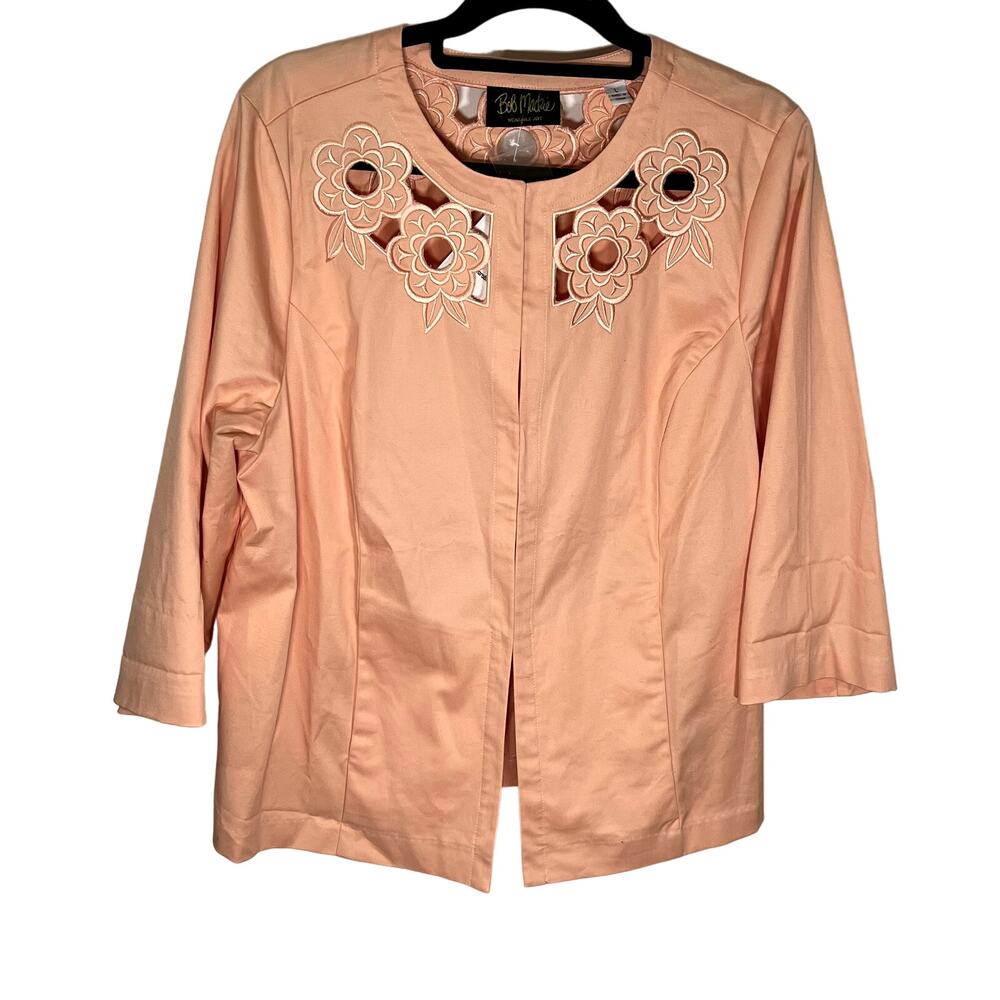 Bob Mackie jacket NWT peach flowers wearable art large